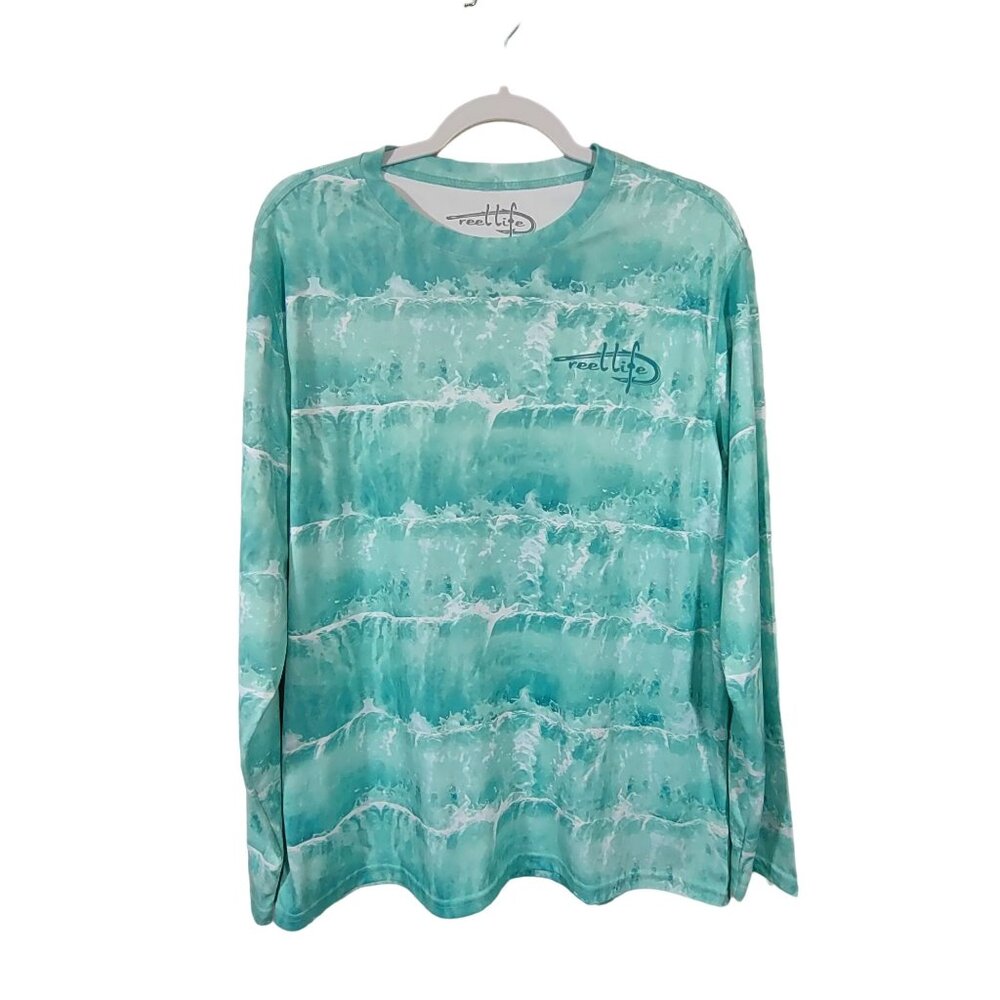 Reel Life Sun Defender Shirt Crew Neck Fishing Outdoor UPF 50+ Mens Medium